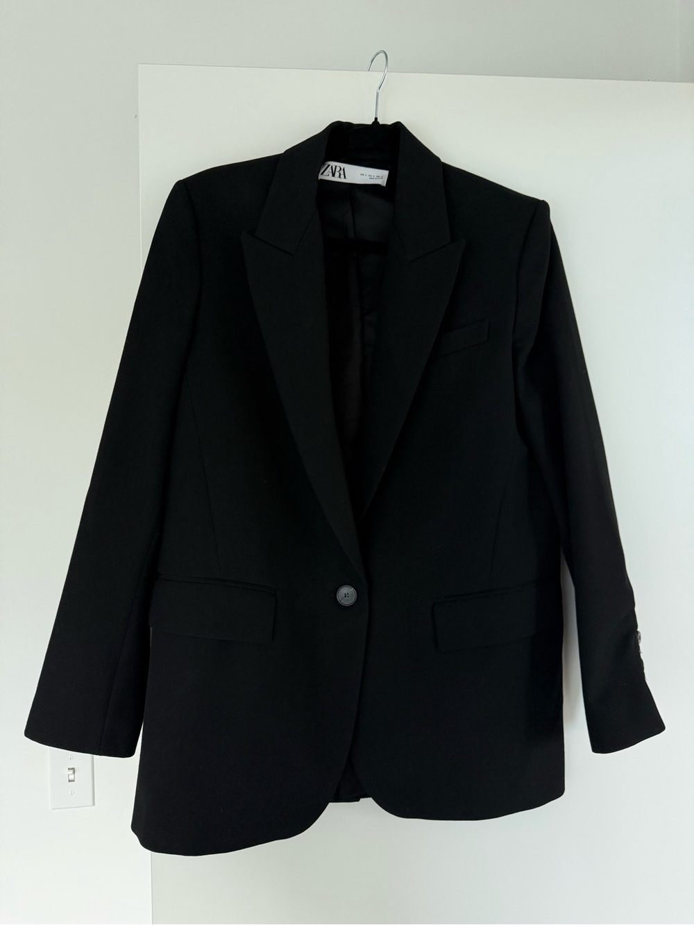 Zara Black Single-Button Tailored Blazer